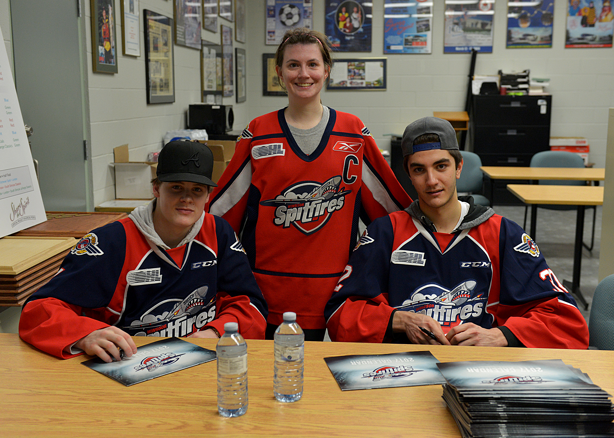 Tyler, Meg and Mario in Windsor Spitfires jersys
