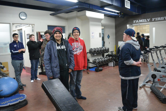 ICHA members in Spitfires workout area