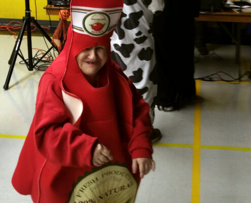 ICHA member dressed as ketchup at the Annual Halloween Party