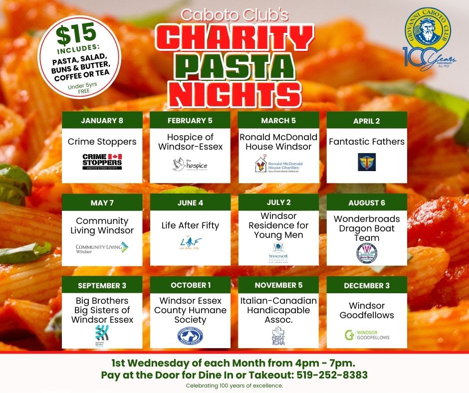 Caboto Club Charity Pasta Night